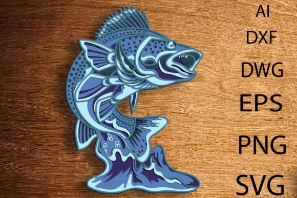 3D Fish Multilayer SVG Cut File Mandala