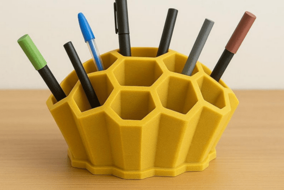3D Honeycomb Pen Holder – Desk Organizer