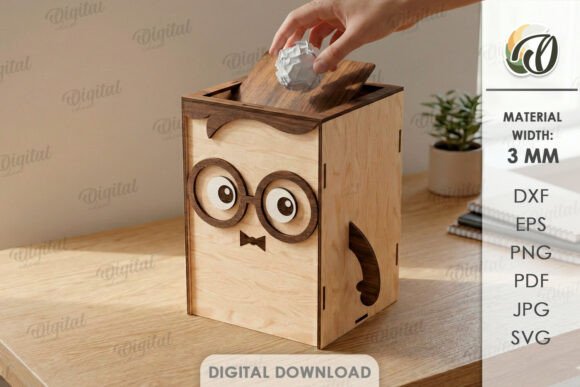 3D Tabletop Trash Bin Laser Cut