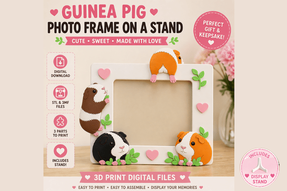 Capturing Memories with the Guinea Pig Photo Frame STL 3D Print