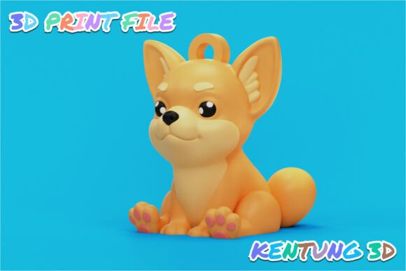 Chihuahua Keychain STL Cute Dog 3D Print