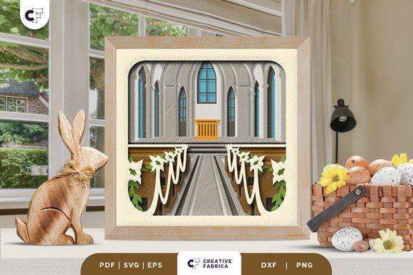 Church Aisle 3D Layered Paper Cut for Creative Projects