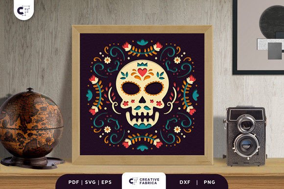 Dia De Los Muertos 3D Paper Cutting File for Creative Projects