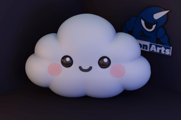 Fluffy Cartoon Cloud 3D Model: A Cute and Easy-to-Print Design for All