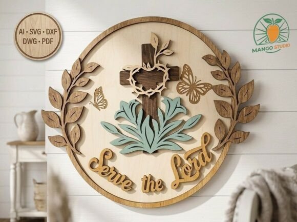 Serve the Lord 3D Layered Cross Design: A Beautiful Addition to Religious Home Decor