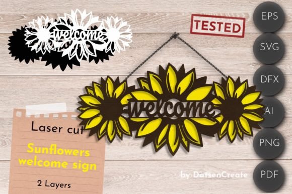 Sunflowers Welcome Sign, 3D Layered SVG: A Creative and Customizable Decor Solution