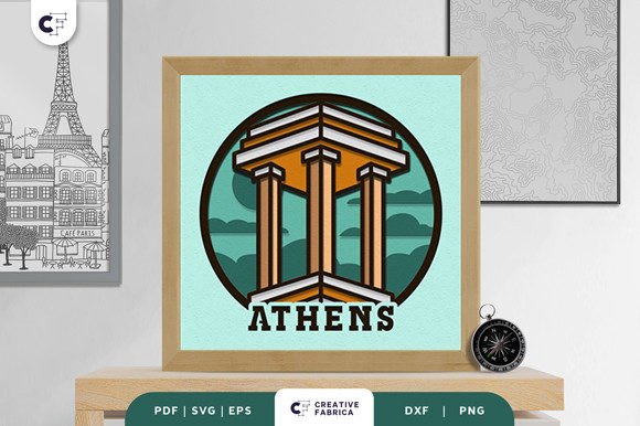 Temple of Olympian Zeus 3D Shadow Box